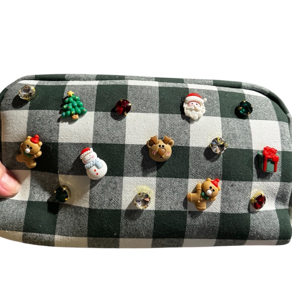 Make up bag, pouch, embellished with Christmas motif; NWT